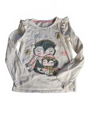 Cynthia Rowley Girls Long Sleeve Penguin Graphic Shirt Size 7-8